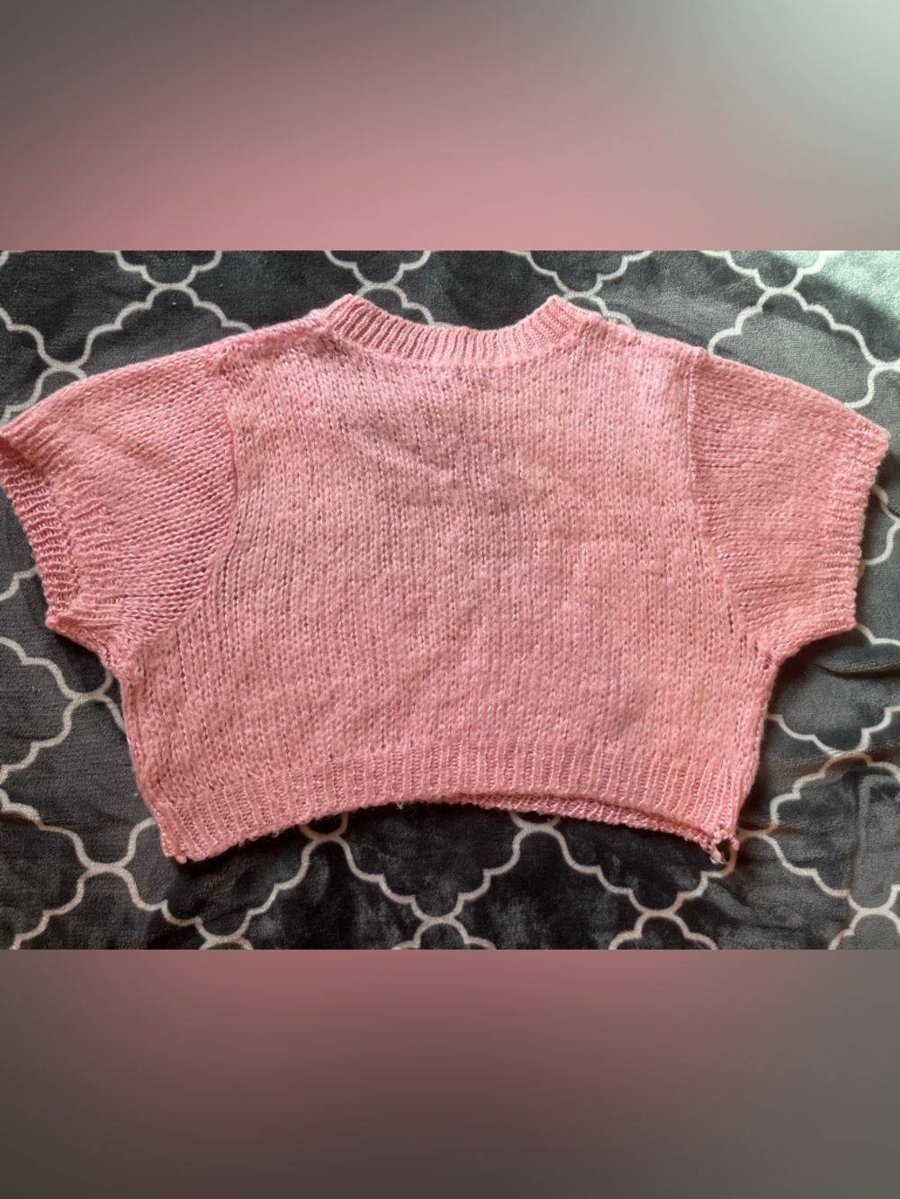 Pink Crochet Cropped Sweater - Picture 2 of 2